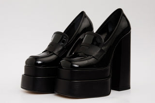 The Latino Black Leather Platform Heel Pump Women Shoe Final Sale! - Glamourous Grace