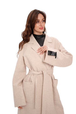 Mia Premium 85% Wool Cashmere Coat in Sea Salt