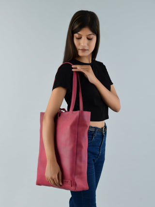 Maroon Leather Tote Bag - Glamourous Grace