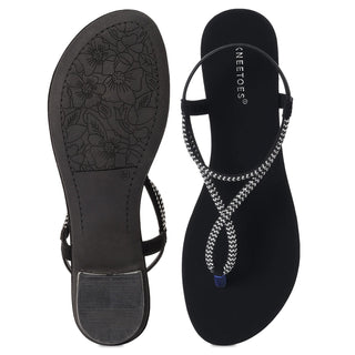 Liora - Black Thong Sandals