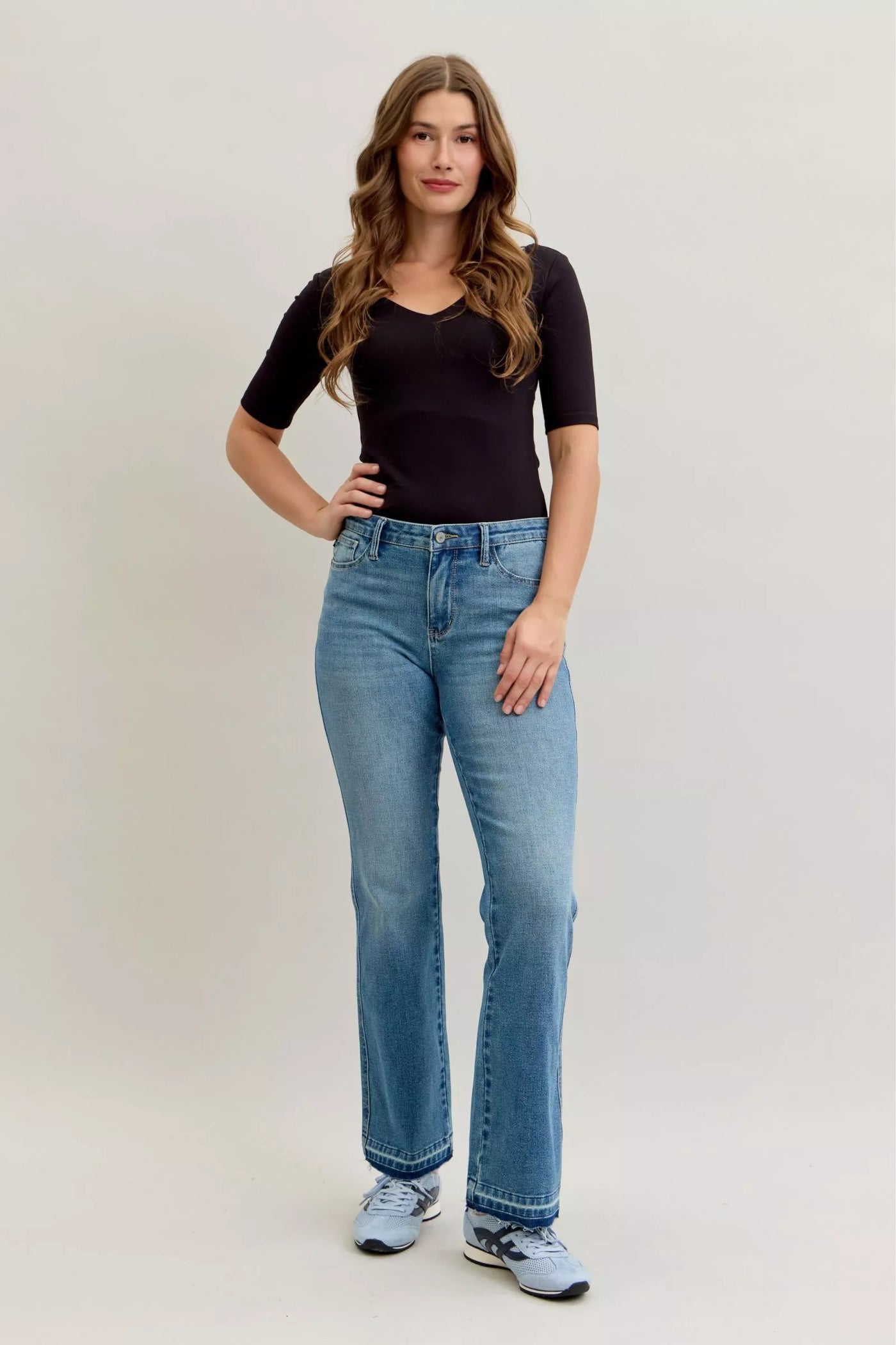 Judy Blue Mid Rise Tummy Control Release Hem Bootcut Jeans - Glamourous Grace