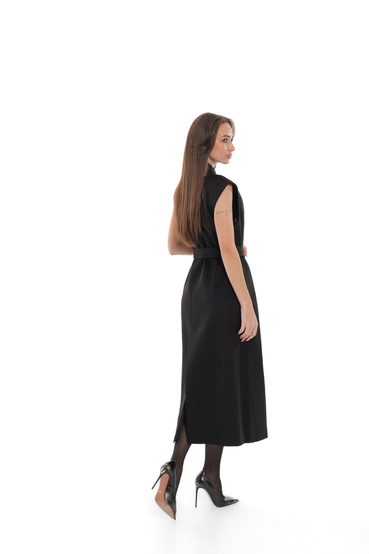 Eileen Cashmere Blend Longline Vest in Black
