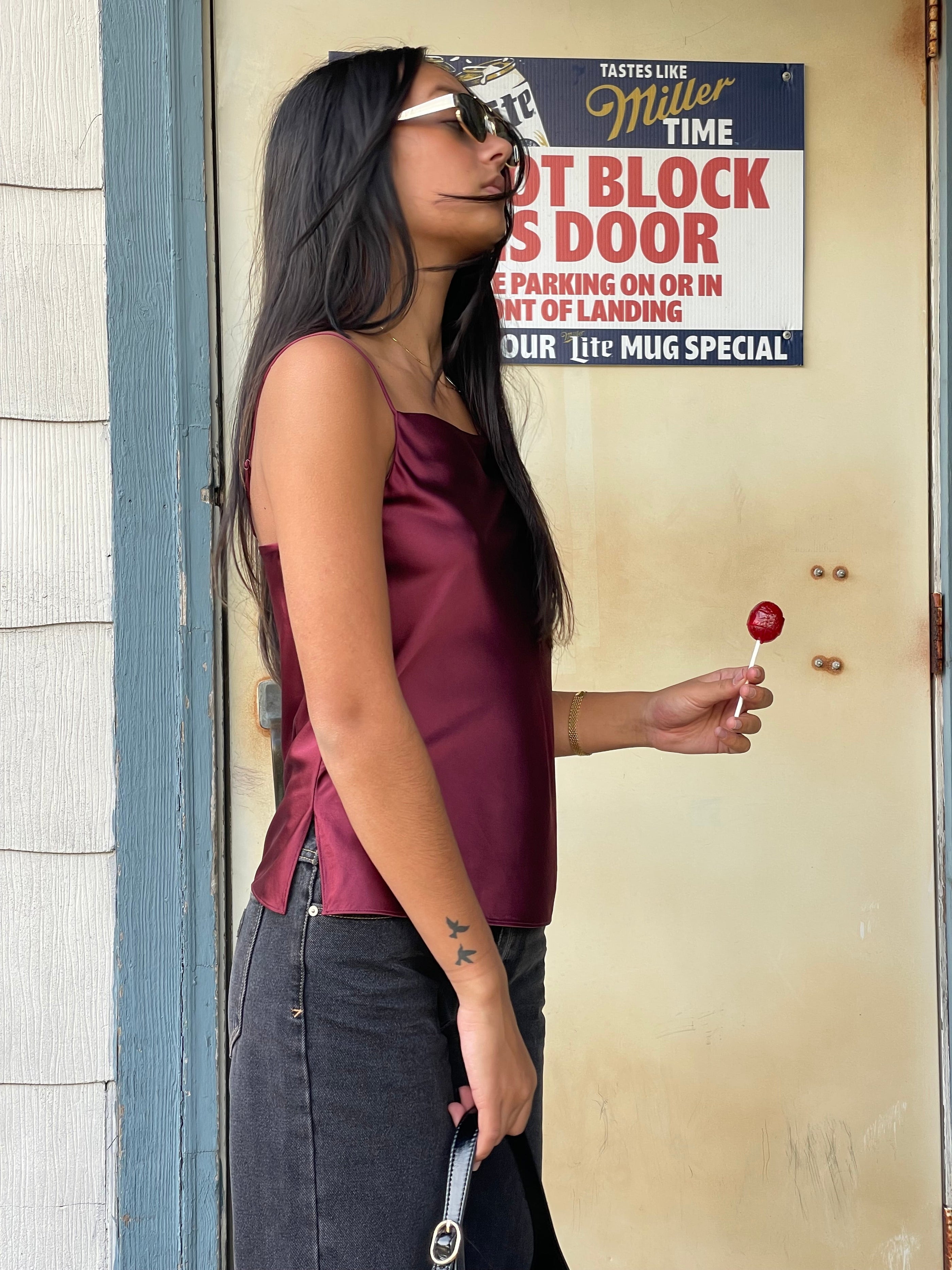 Olivia Silk Cami Burgundy - Glamourous Grace