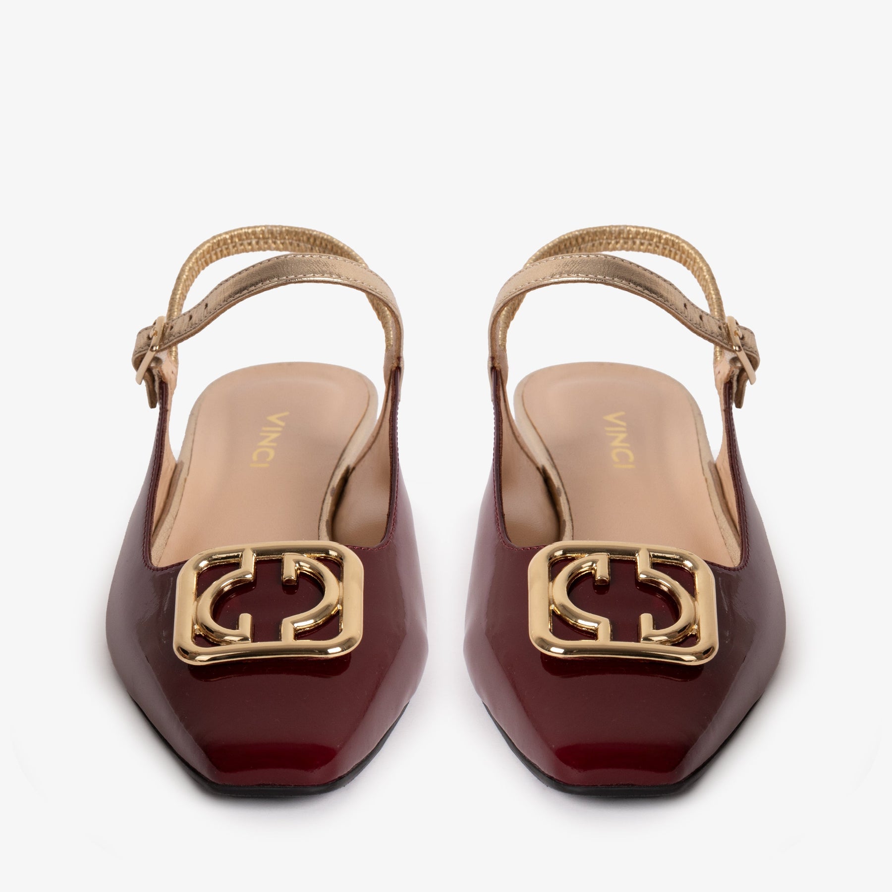 The Rosalinda Burgundy Patent Leather Women Flat Slingback Sandal - Glamourous Grace