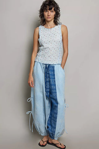 POL Seam detail Floral Round Neck Ribbed Tank - Glamourous Grace