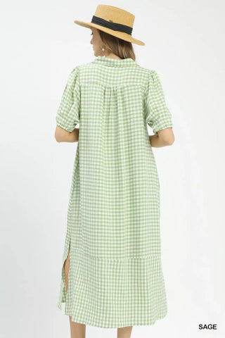 Umgee Gingham Midi Dress with Side Pockets - Glamourous Grace