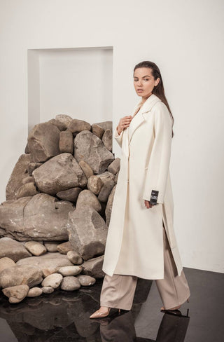 Premium 100% Australian Merino Wool Coat in Marshmallow