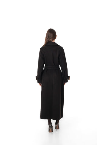 Madeline Cashmere Wool Blend Overcoat in Black