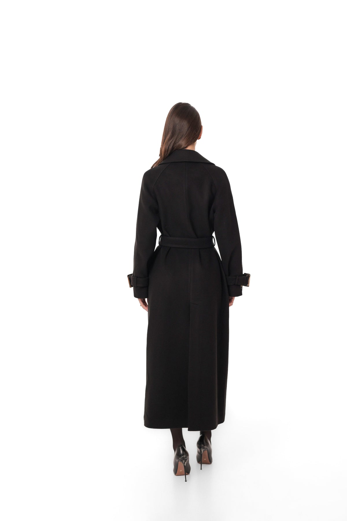 Madeline Cashmere Wool Blend Overcoat in Black
