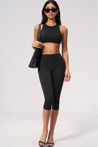 The Twirl Open Back Sports Bra Capri Leggings 2-Piece Set