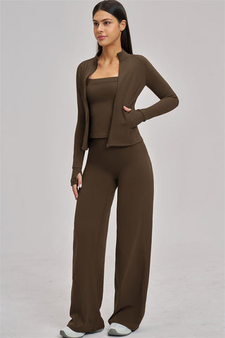 The Swoon Jacket Tank Top Flared Leggings 3-Piece Set