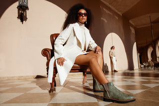 The Luisina Green Handwoven Leather Ankle Boot Final Sale!