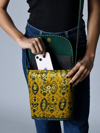 Vibrant Heritage Ajrakh Satchel - Glamourous Grace