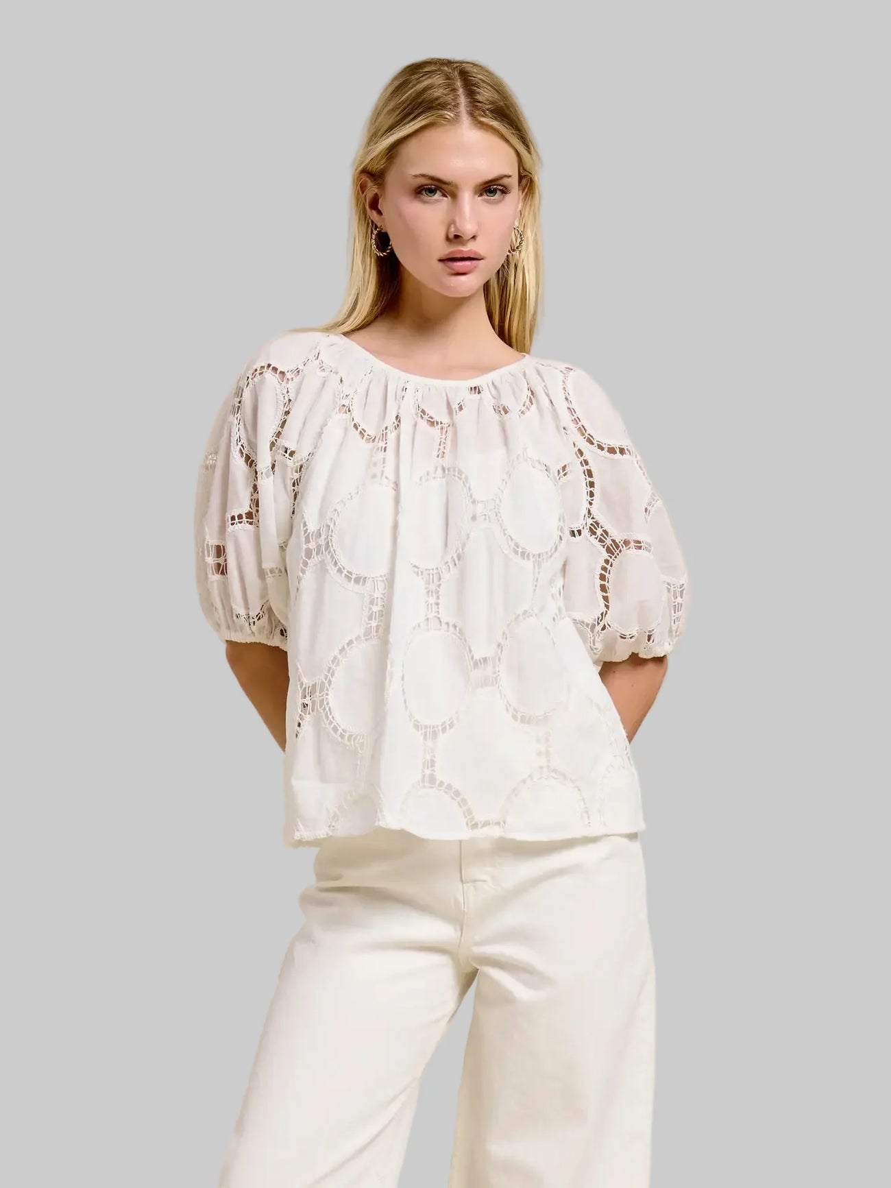 Bloom Eyelet White Blouse - Glamourous Grace