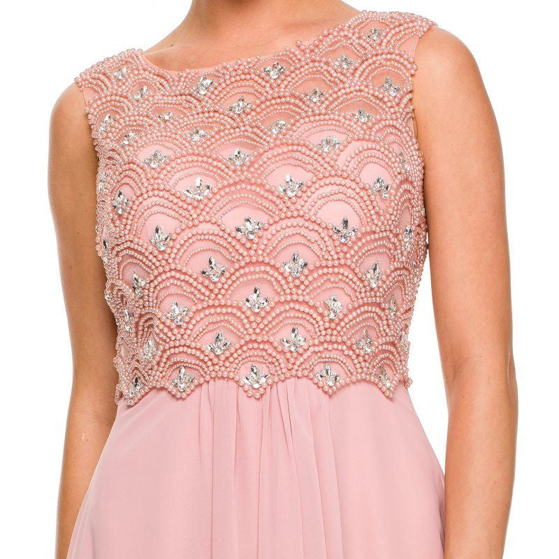 CLEARANCE - Juliet 590 Floor Length Chiffon Formal Gown Cap Sleeve (Size 2XL) - Glamourous Grace