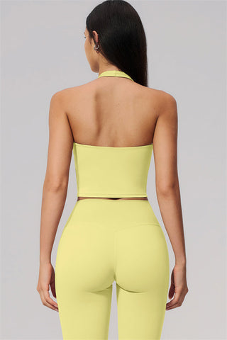 The Twirl Wide Strap Halter Crop Top Capri Leggings 2-Piece Set