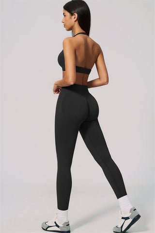 The Velvetine Halter Sports Bra Leggings 2-Piece Set