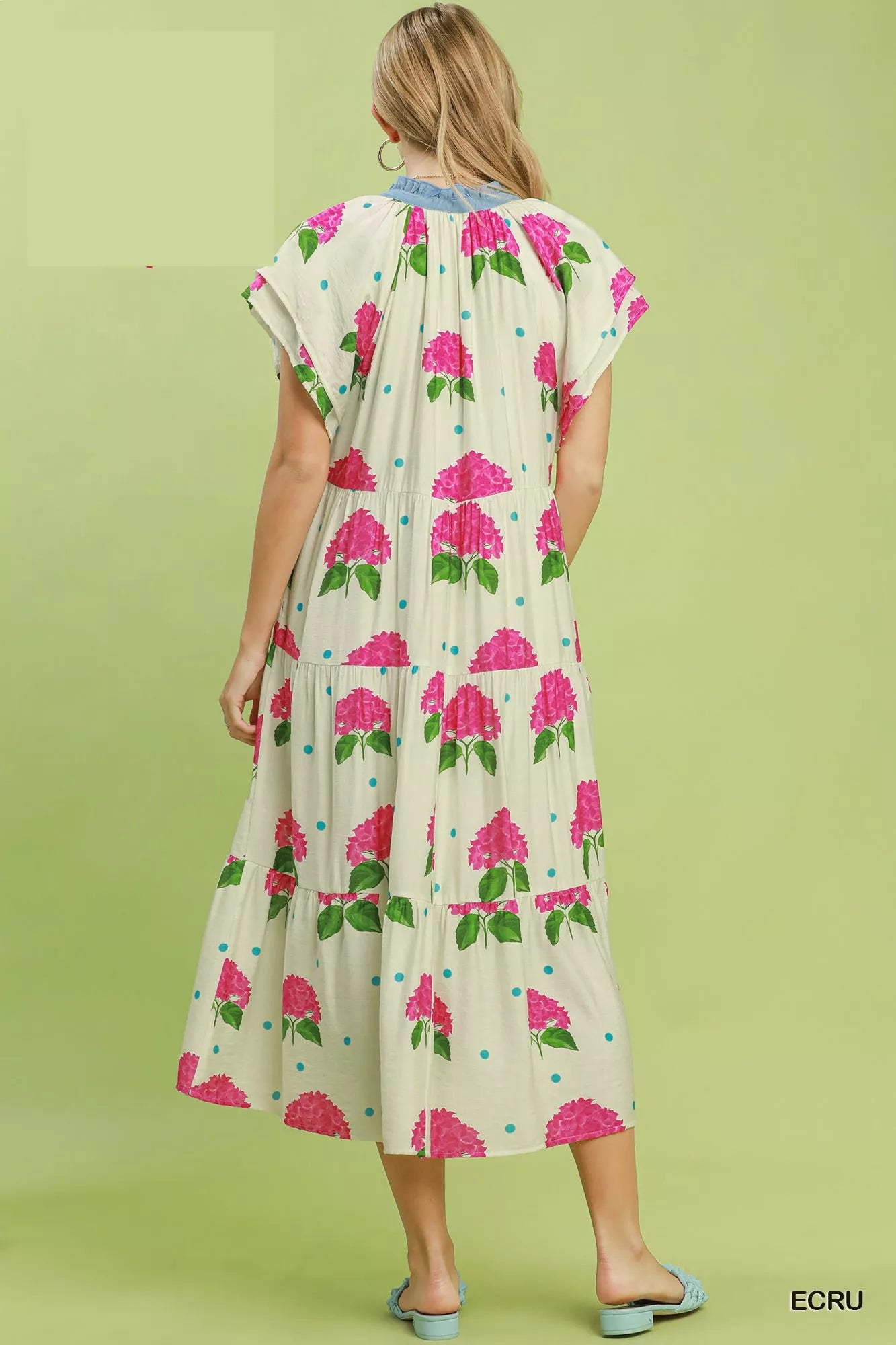 Umgee Hydrangea Print Tiered Midi Dress - Glamourous Grace