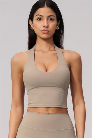 The Twirl Wide Strap Halter Crop Top Capri Leggings 2-Piece Set