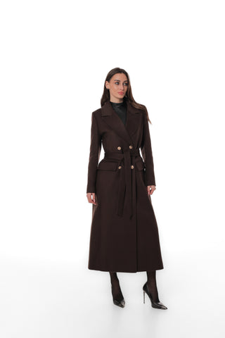 Ellis Tailored Cashmere Wool Coat in Chocolate