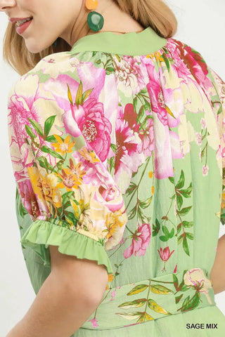 Umgee Mix Floral Border Print Midi Dress - Glamourous Grace