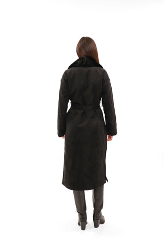 Genuine Mink Fur Eco Suede Coat