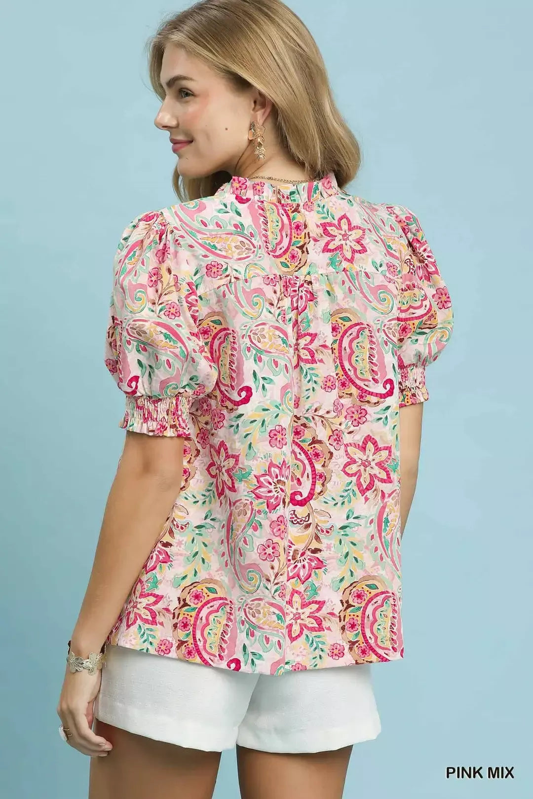 Umgee Mix Paisley Floral Button Down Shirt - Glamourous Grace