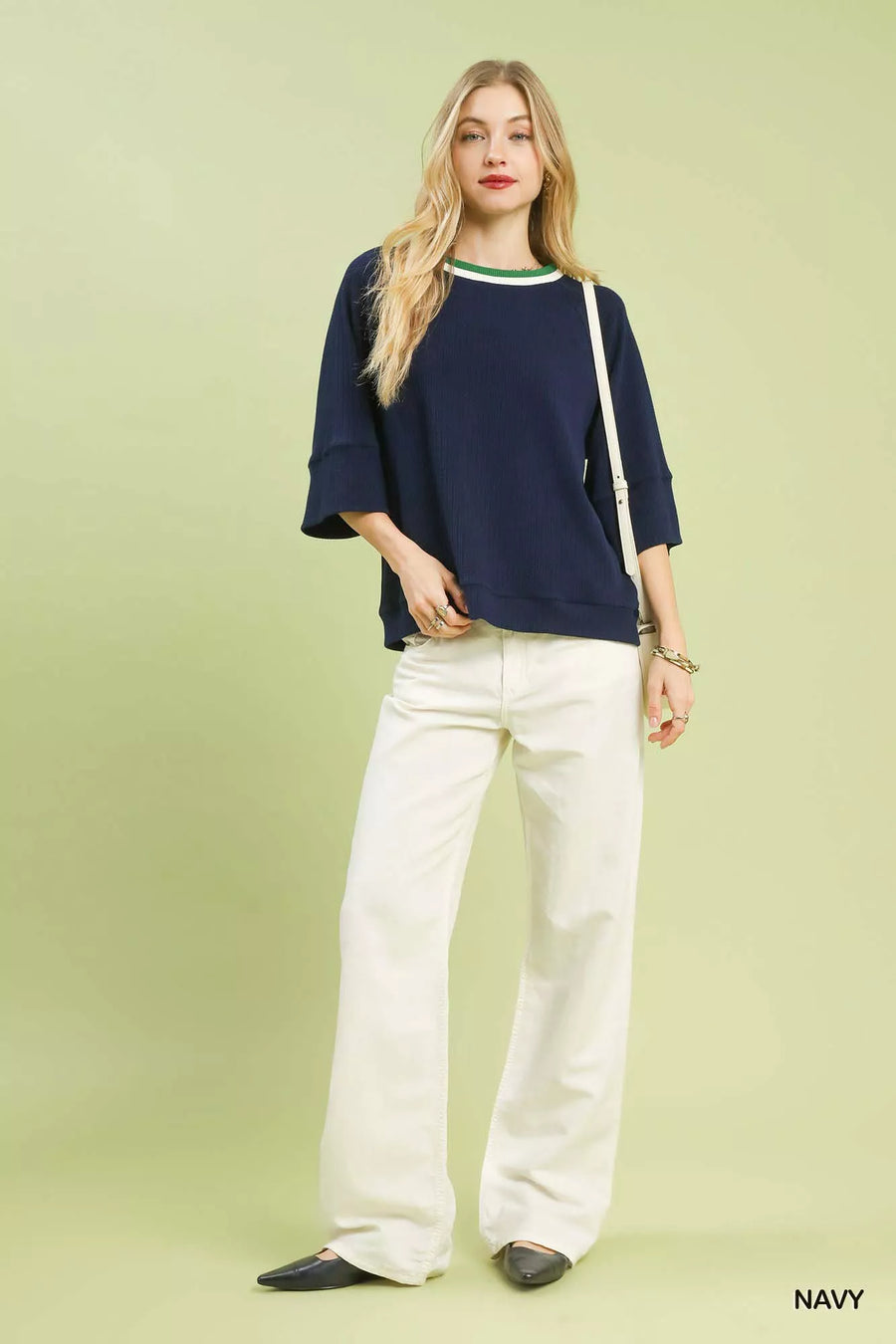 Umgee Ribbed Knit Top with Contrast Trim - Glamourous Grace