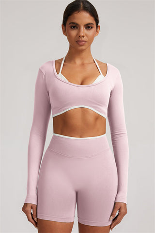 The Elevate Long Sleeve Crop top Shorts 2-Piece Set