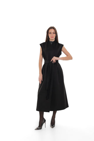 Eileen Cashmere Blend Longline Vest in Black
