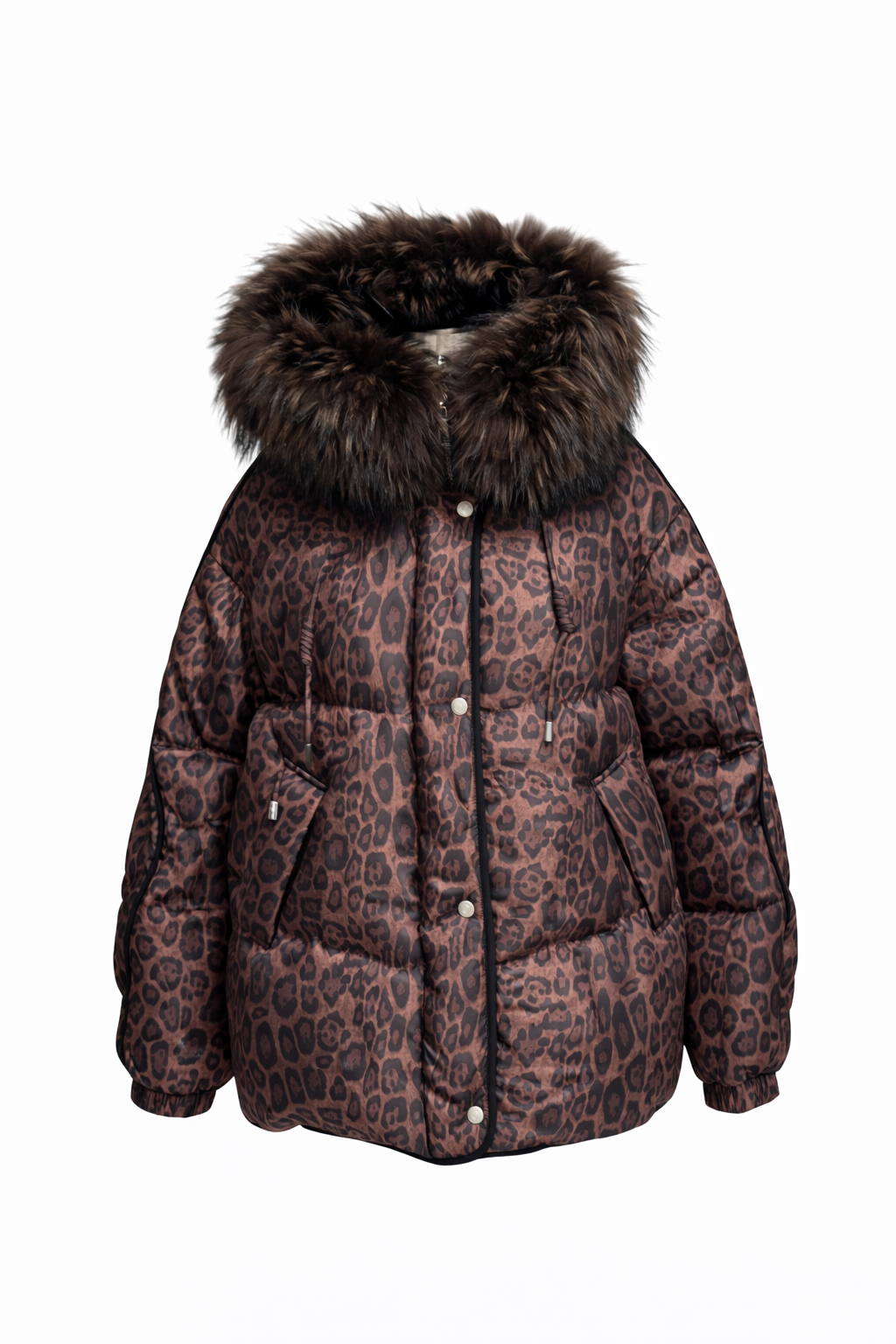 Ember Genuine Fur Trim Down Fill Jacket in Leo