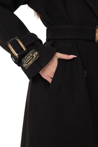 Madeline Cashmere Wool Blend Overcoat in Black