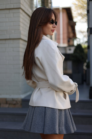Megan Tailored Wool Blend Coat in Ivory