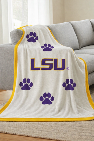 SC - LSU Tiger Paws Luxury Blanket - Glamourous Grace