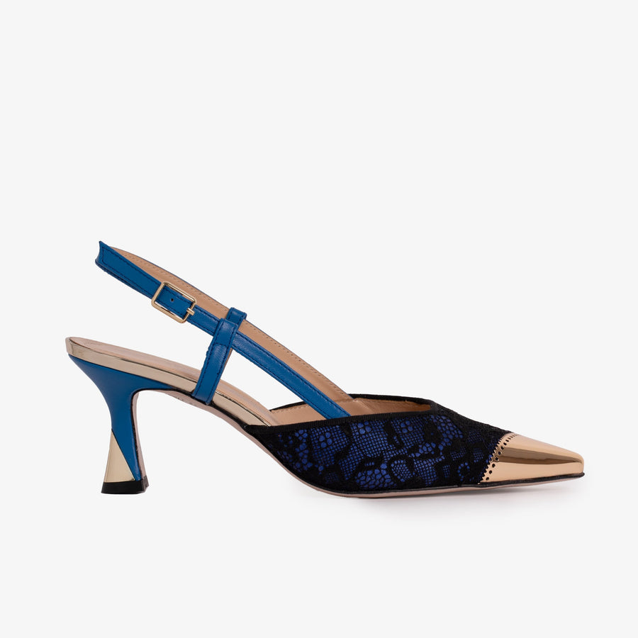 The Bali Sax Blue Leather Slingback Women Sandal - Glamourous Grace