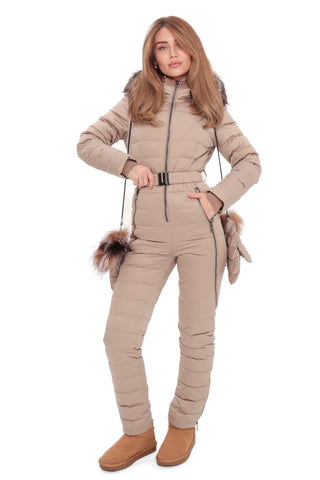 Down Insulated Snow Suit in Beige