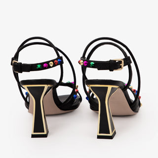 The Aurora Black Leather Strappy Women Sandal - Glamourous Grace
