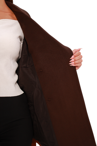 Sandro Cashmere Blend Overcoat in Cinnamon
