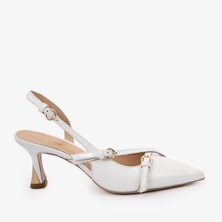 The Atlantic White Leather Slingback Women Sandal - Glamourous Grace