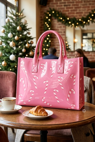SC - ETA 9/30-10/14 The Pink Peppermint Vinyl Tote© - Glamourous Grace