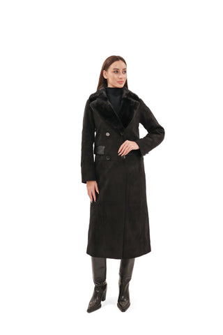 Genuine  Mink Fur Eco Suede Coat