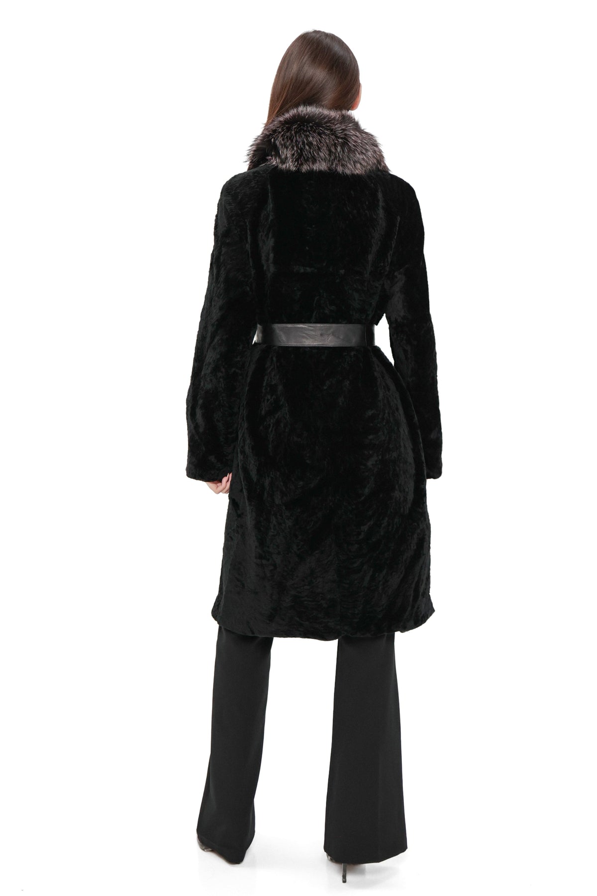 Genuine Astrakhan Silver Fox Trim Coat