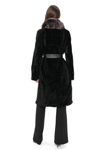 Genuine Astrakhan Silver Fox Trim Coat