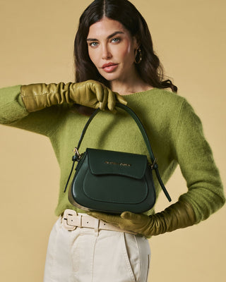 Ottavia (green) - Italian calf leather women's crossbody bag (with shoulder strap) - Glamourous Grace