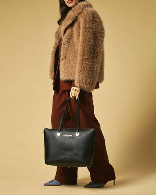 Simona (black) - Italian calf leather women's shoulder bag - Glamourous Grace