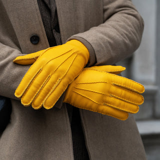 Matteo (yellow) - Italian gloves made of American deerskin leather with cashmere lining - Glamourous Grace