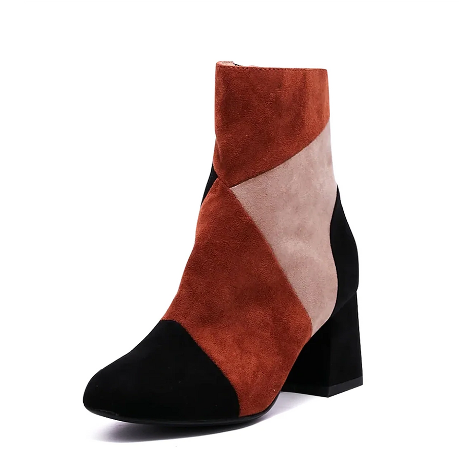 Marino Patchwork Suede Booties - Glamourous Grace