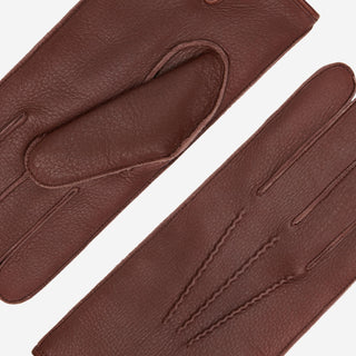 Diego (brown) - Italian gloves made of American deerskin leather with rabbit fur lining - Glamourous Grace