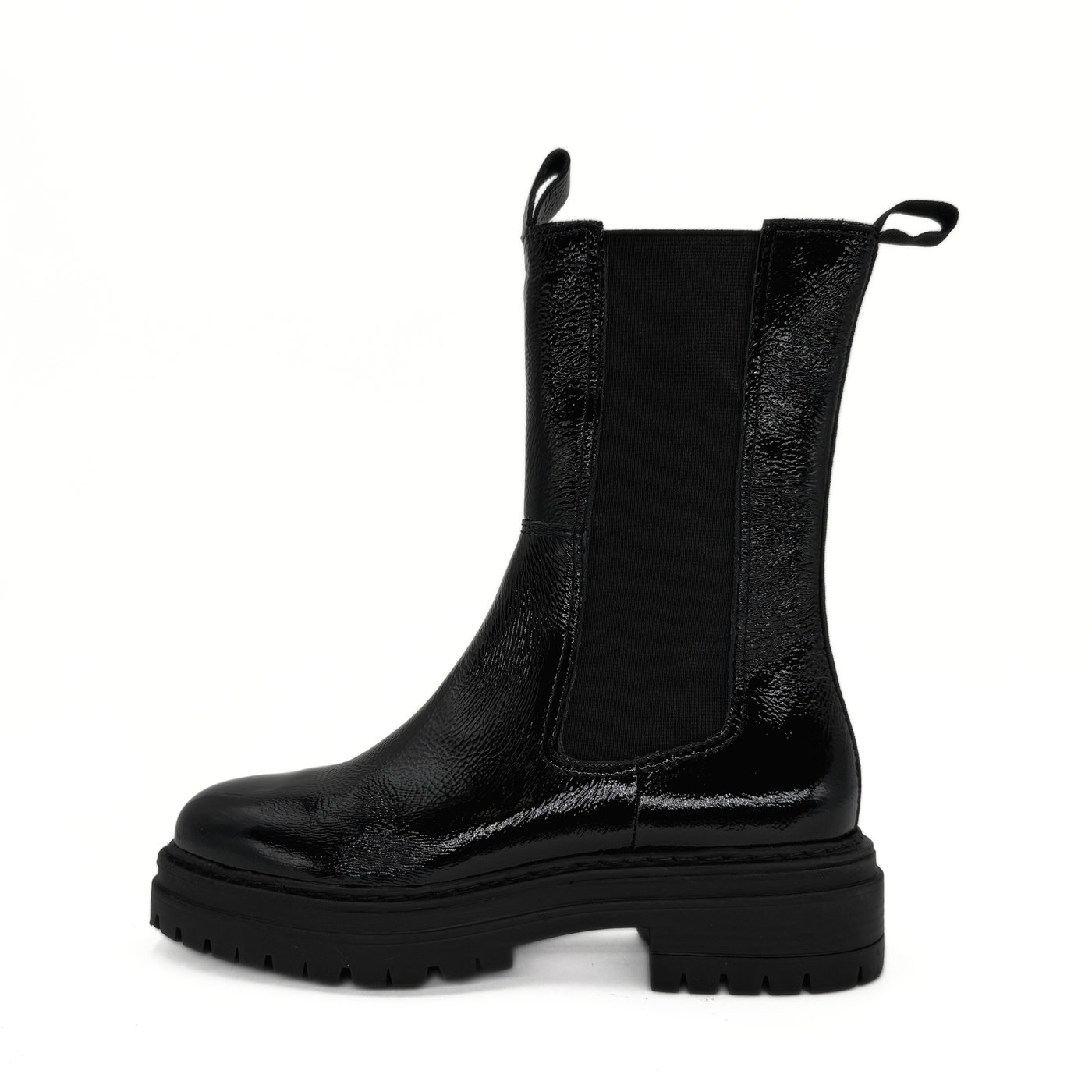 Sherry Patent Lugsole Booties - Glamourous Grace