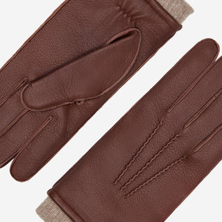 Vittoria (brown) - Italian gloves made of American deerskin leather with cashmere lining - Glamourous Grace